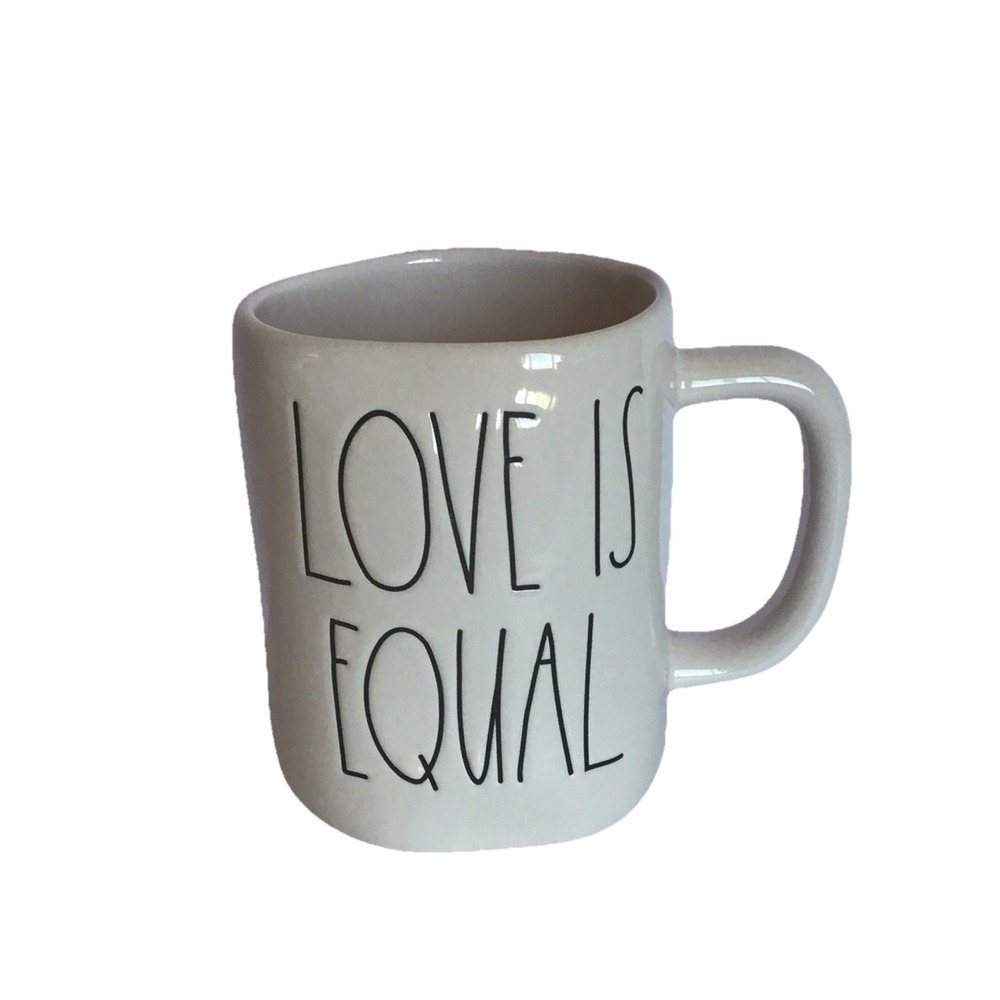 RAE DUNN MUG "LOVE IS EQUAL" Cream Black Writing Coffee/Tea Cup Pride